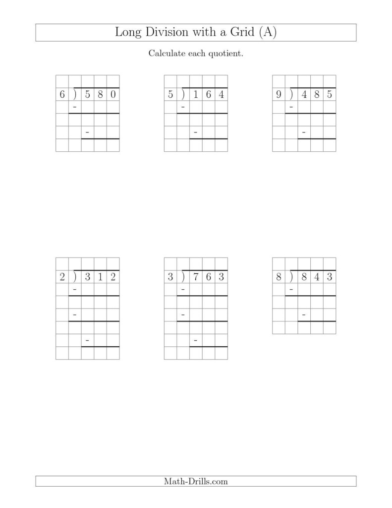 Long Division On Graph Paper Worksheets WorksheetsCity