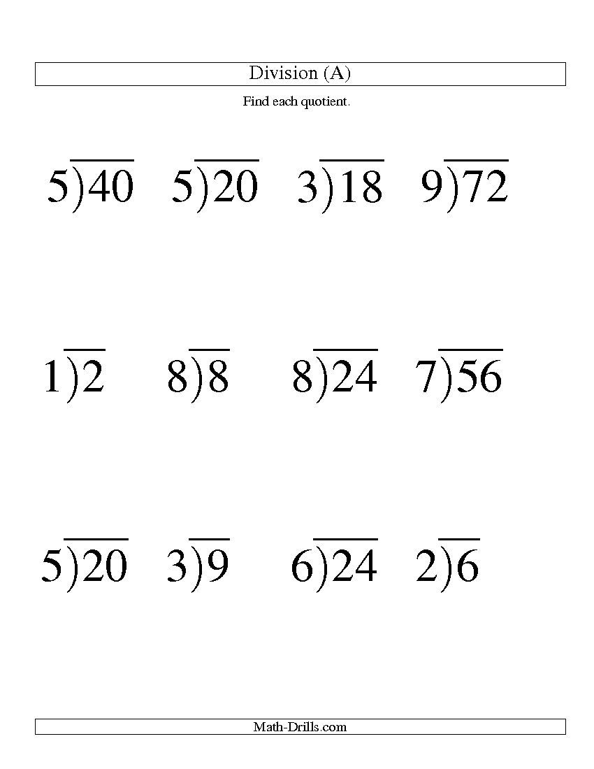 Long Division One Digit Divisor And A One Digit Quotient With No Long Division One Digit Divisor And A One Digit Quotient With No