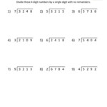 Long Division Worksheets 4 Digits By 1 Digit 1 Math Long Division