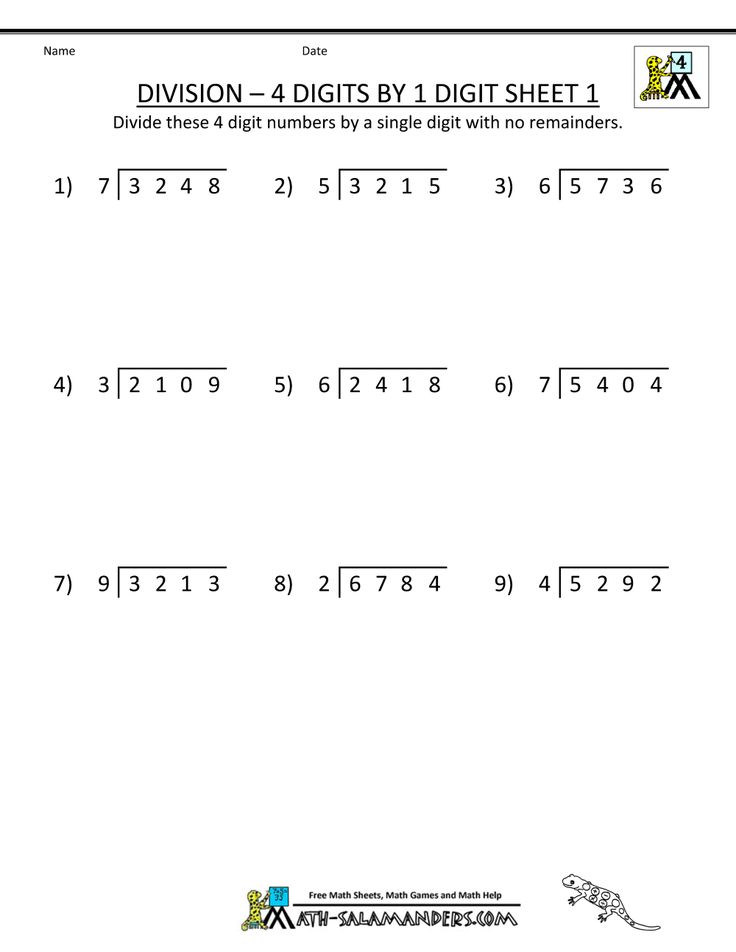 Long Division Worksheets 4 Digits By 1 Digit 1 Math Long Division Long Division Worksheets 4 Digits By 1 Digit 1 Math Long Division