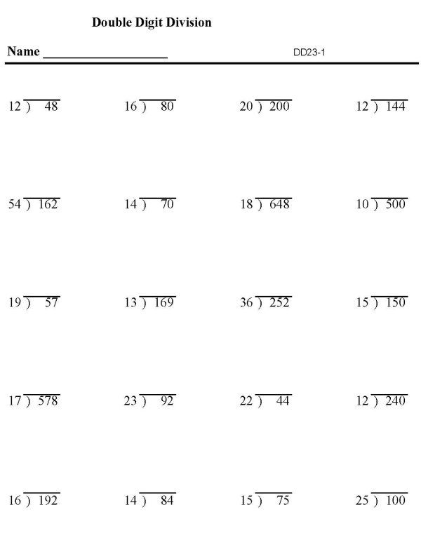 Printable Division Sheet Math Skills Practice Sheet Hojas De 
