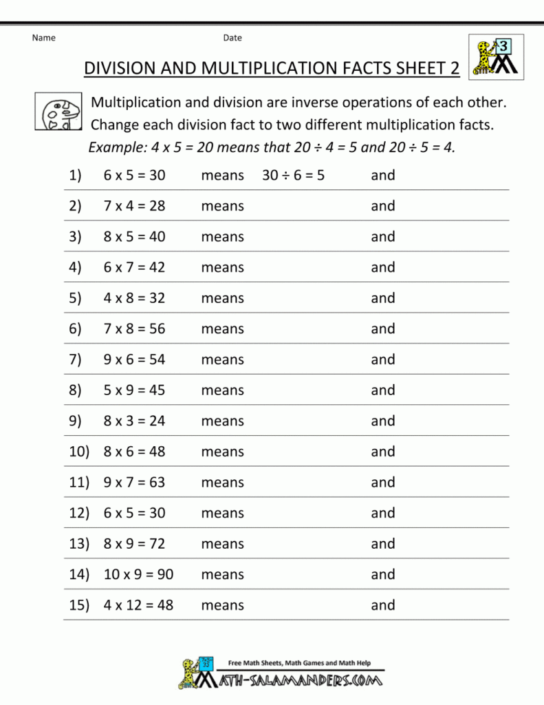 Printable Division Worksheets 3rd Grade
