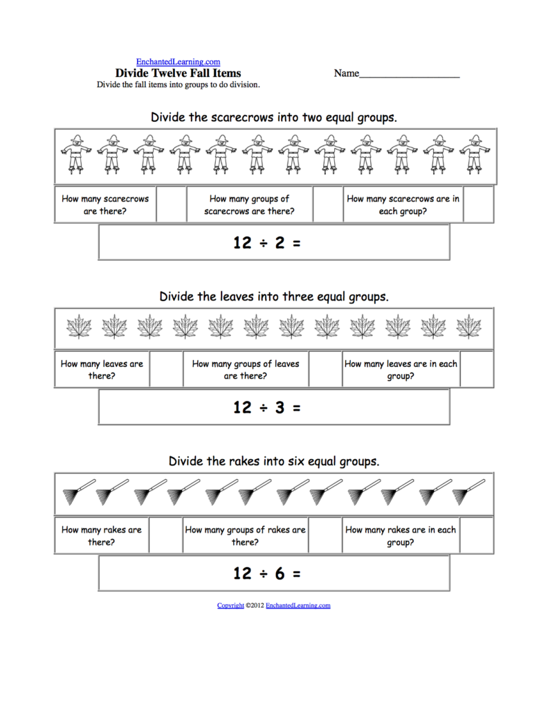 Visual Division Printouts EnchantedLearning