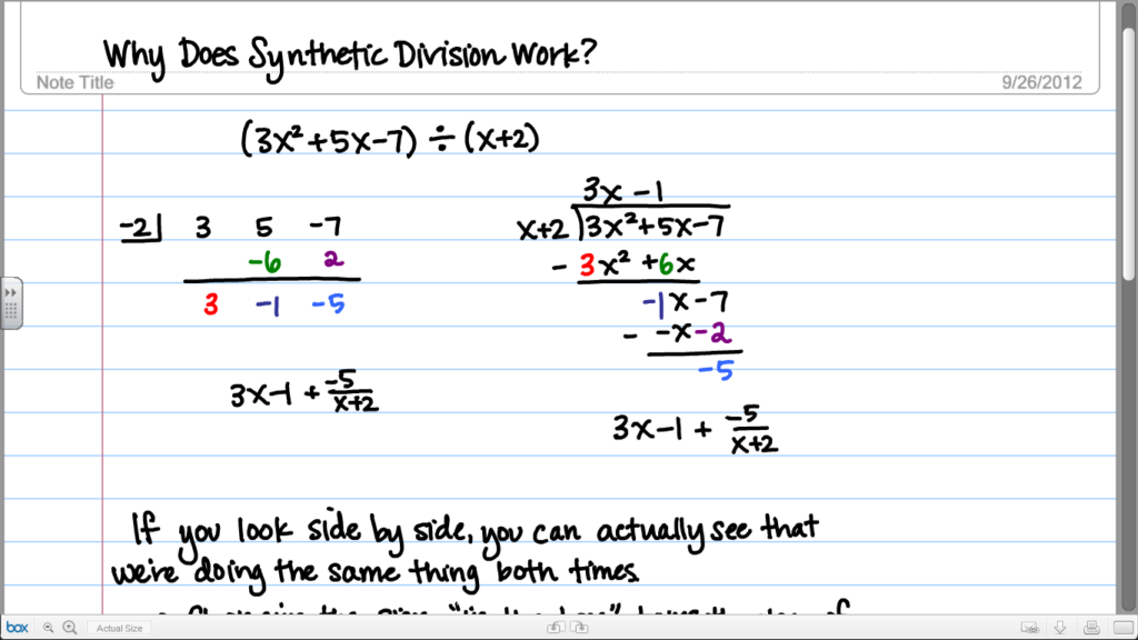 Why Does Synthetic Division Work Synthetic Division Polynomials 
