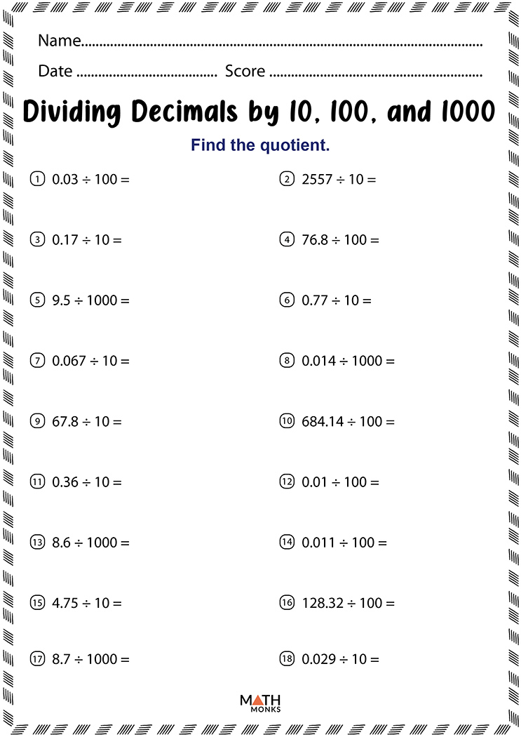 Dividing Decimals Worksheets Pdf Dividing Decimals Worksheets Pdf