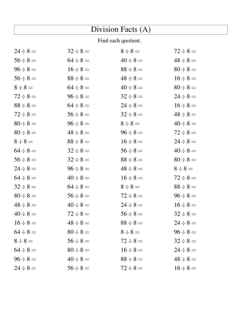 Division And Times Tables Worksheets