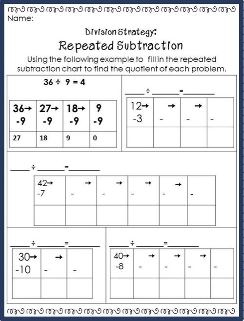 Division As Repeated Subtraction Worksheet Division As Repeated Subtraction Worksheet