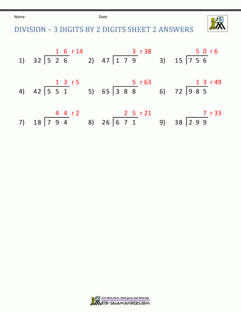 Division Worksheets 3 Digit