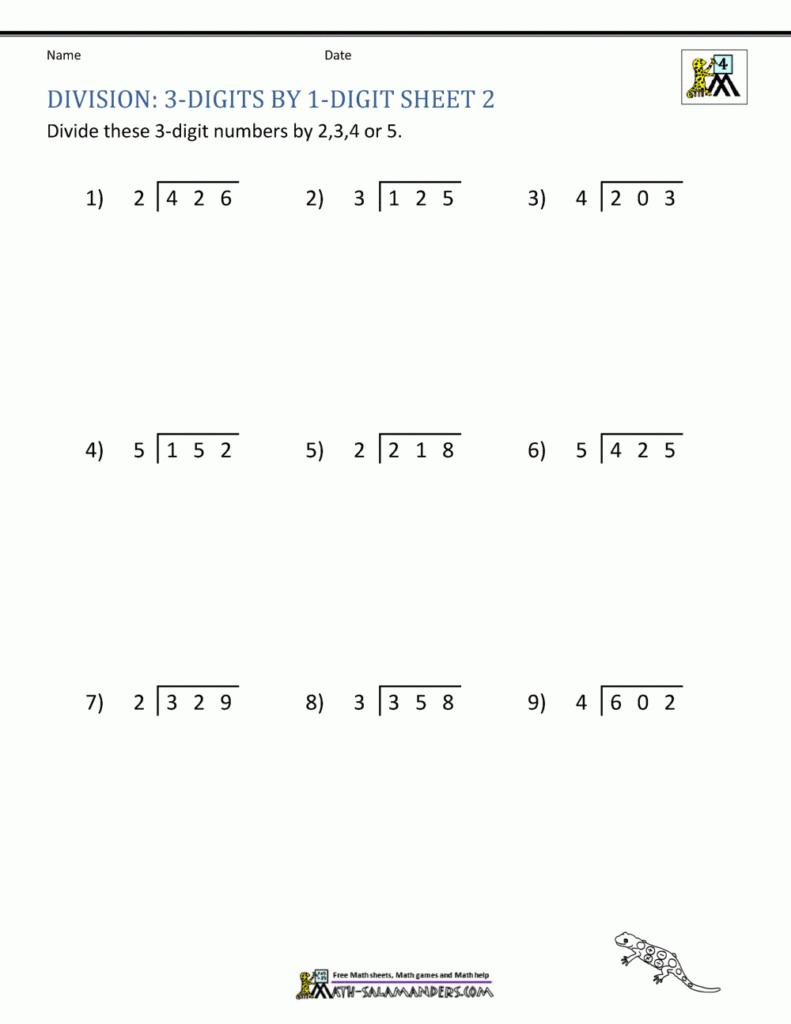 Long Division 4th Grade Worksheets