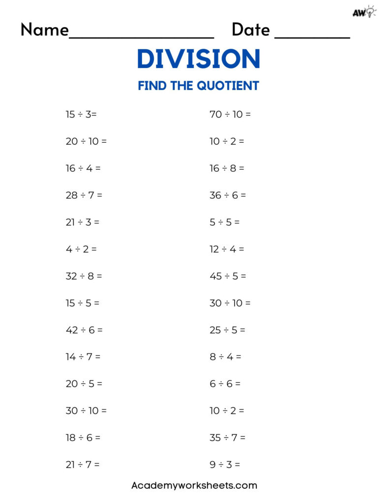 The Best Short Division Worksheets Facts 1 10 Academy Worksheets