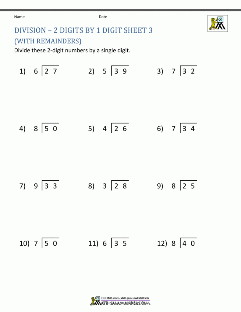 Worksheets Division Grade 3 Free